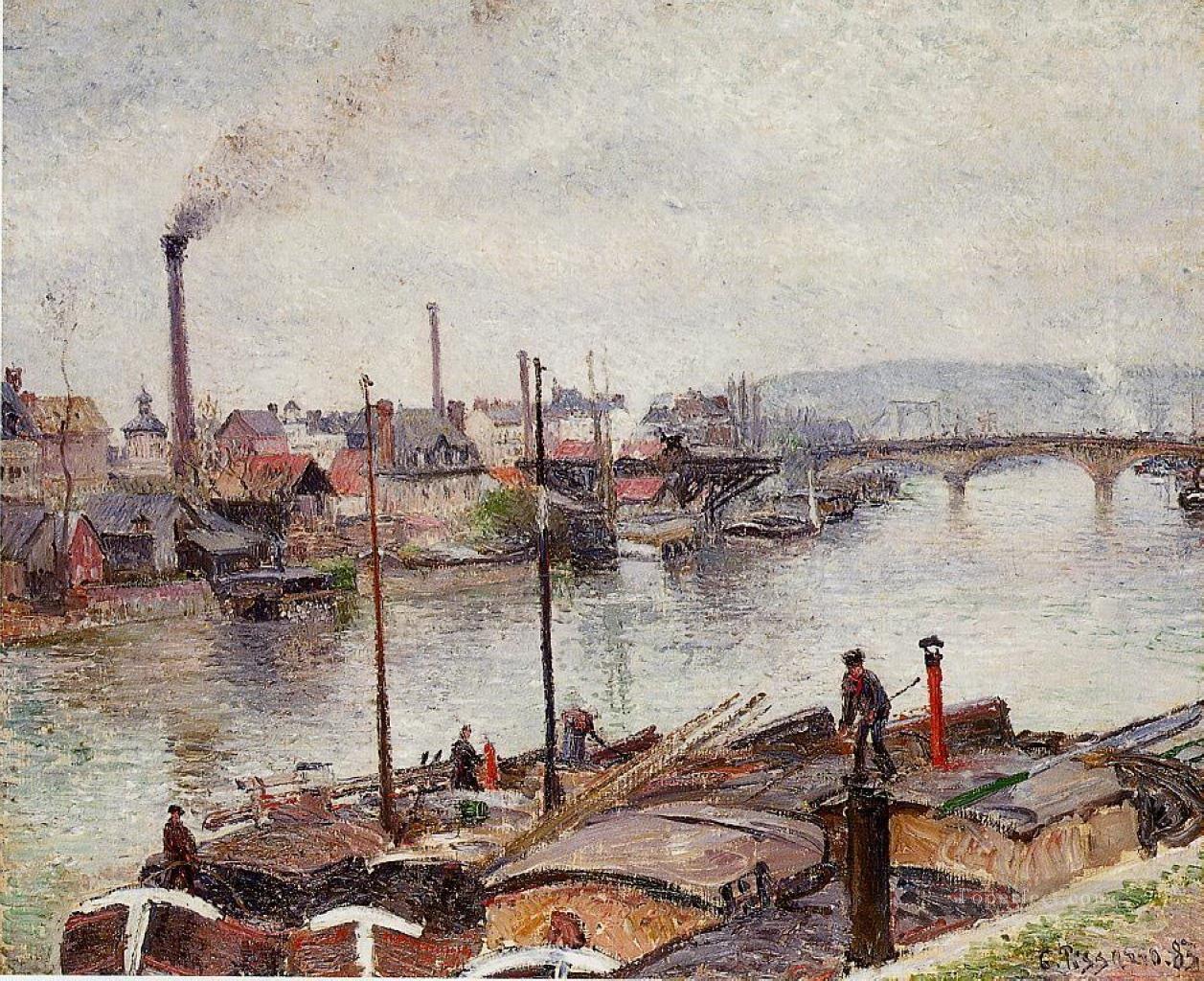 the port of rouen 2 1883 Camille Pissarro Oil Paintings